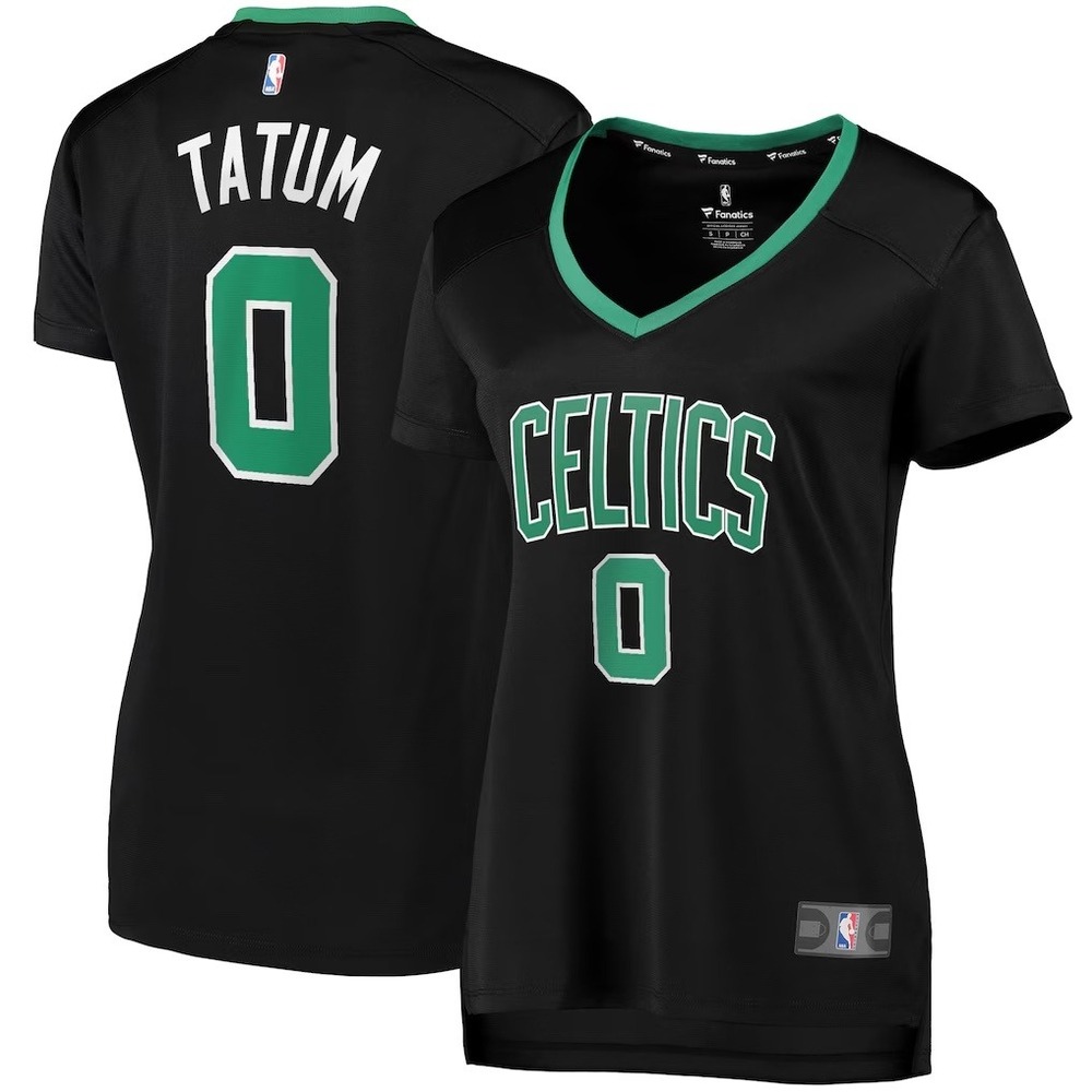 Boston Celtics Jayson Tatum Jersey Womens 2XL Black V-Neck NBA Shirt Fanatics